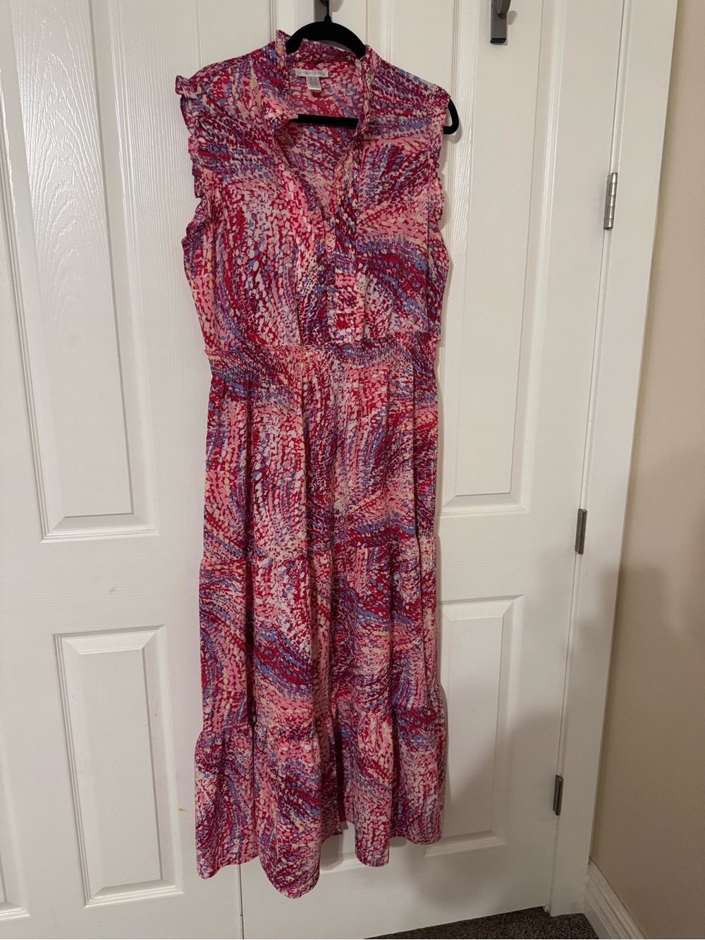 Sleeveless Pink Multi-Print Maxi Dress